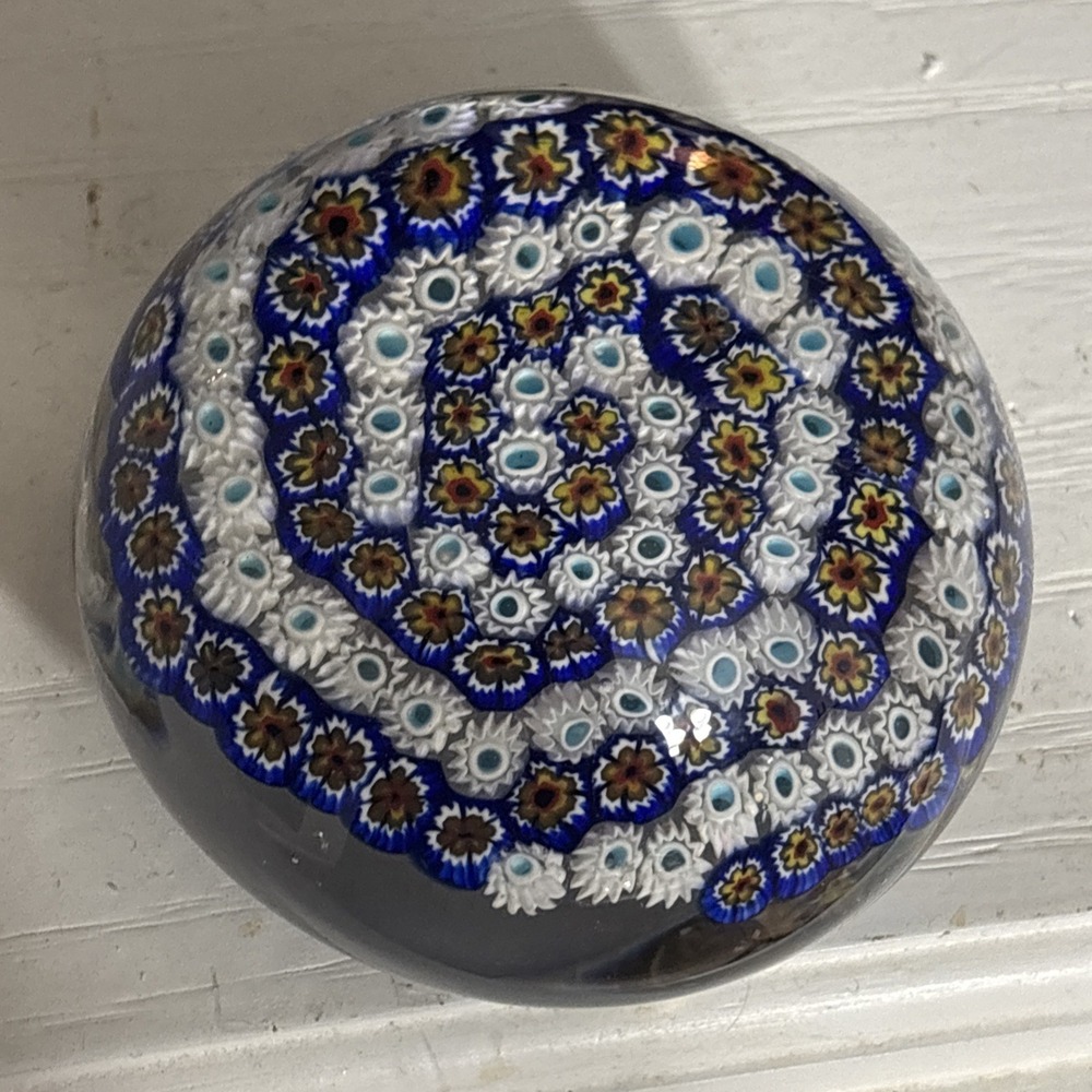 Vintage Murano Millefiori Style Art Glass Paperweight